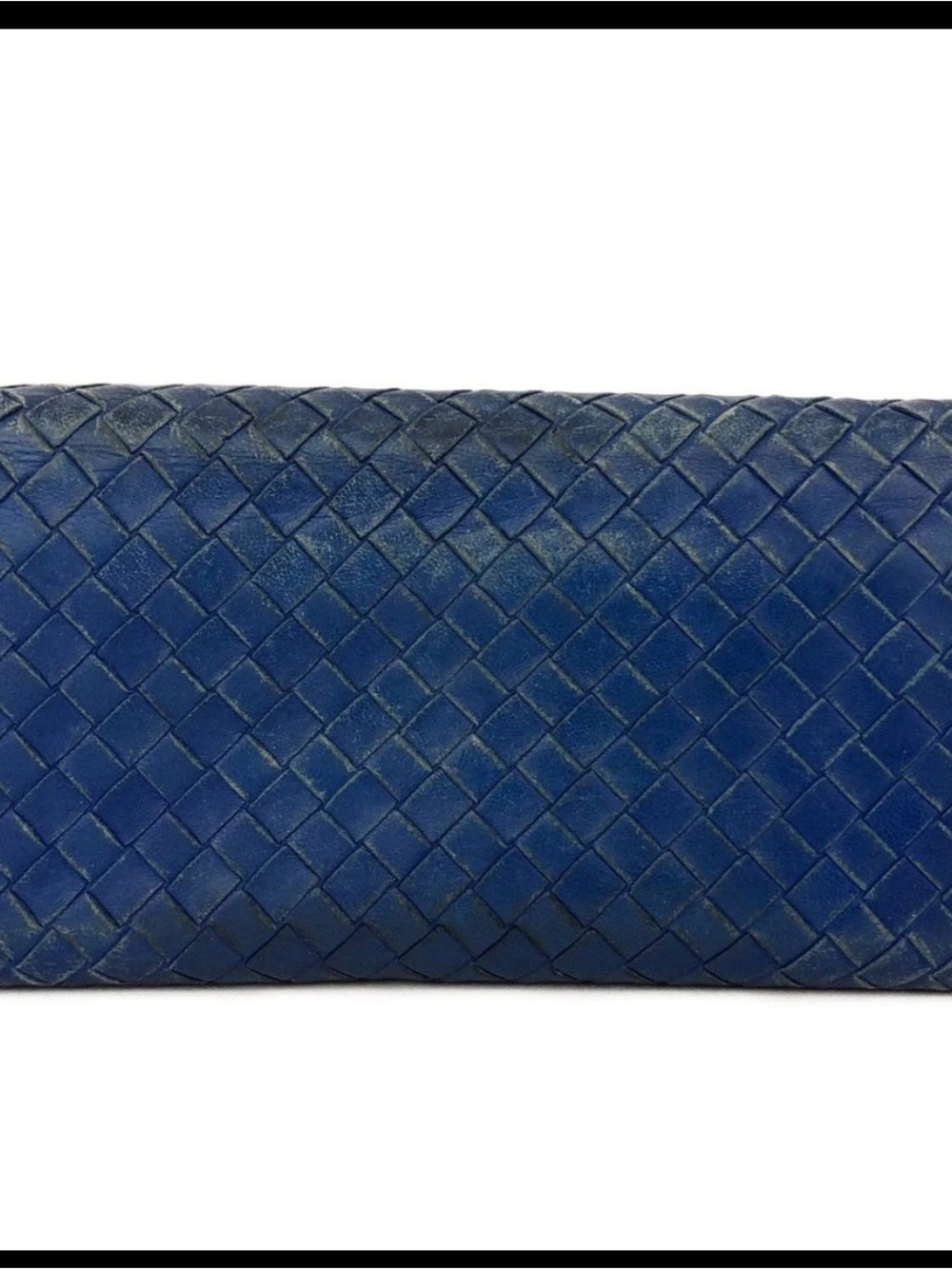Woven Leather Blue Clutch Wallet - Women's Bag - Picture 4 of 8